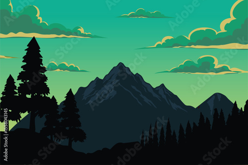 Mountain view under expressive sky
