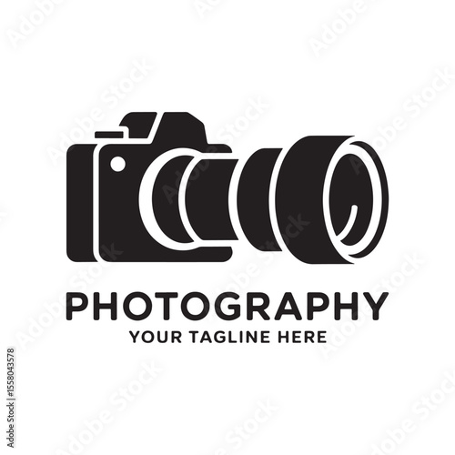 Monochrome Camera Logo Design for Photography Business a Simple Graphic Representation with Brand Name and Space for Tagline
