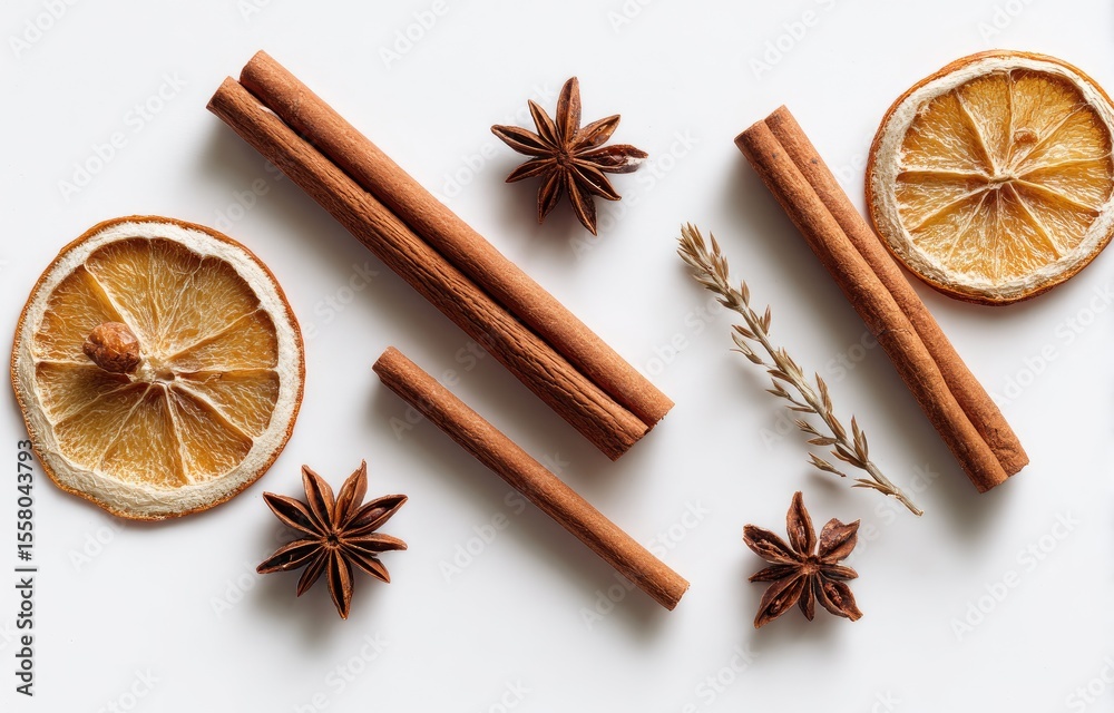 Spice arrangement on white background Spice arrangement on white background
