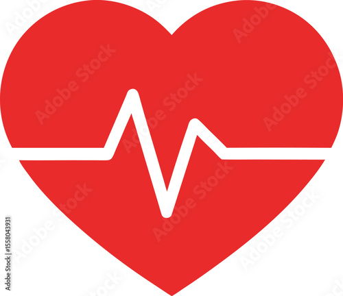Heartbeat Icon in Red Heart Shape vector illustration isolated on white background
