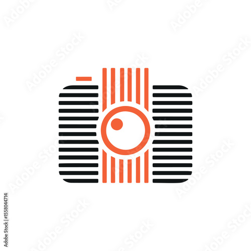 Abstract Camera Icon with Horizontal and Vertical Stripes Combining Simplicity and Visual Appeal for Modern Design Applications
