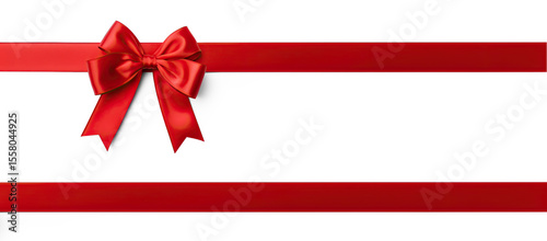 A red ribbon with a bow on a transparent background