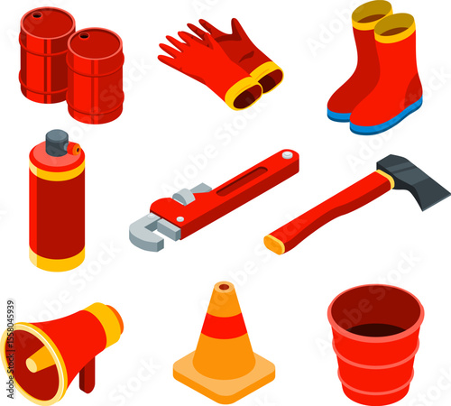 firefighter isometric icons
