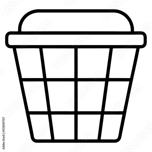 Laundry Basket Icon - Generative AI Vector & Linocut Silhouette Design
