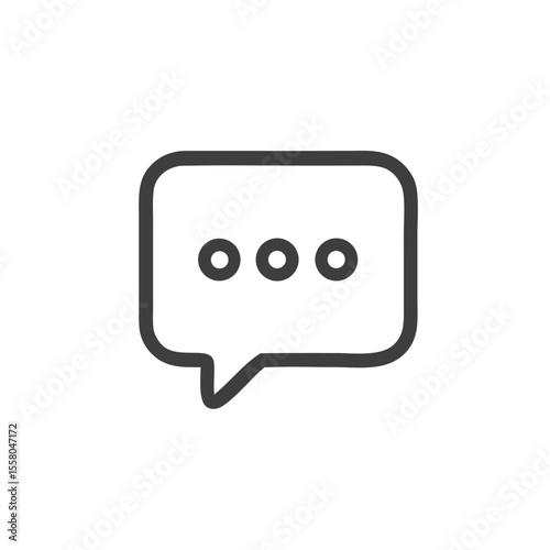 Chat message icon with three dots in a speech bubble for messaging apps. Suitable for app designs and digital communication projects.