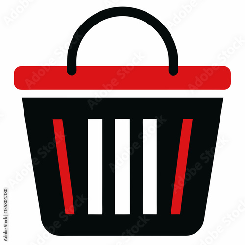 Laundry Basket Icon - Generative AI Vector & Linocut Silhouette Design