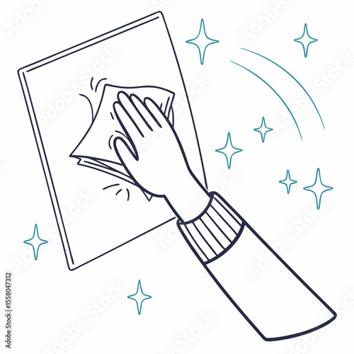 Sanitize Surface Icon Vector – Generative AI & Linocut Silhouette Design