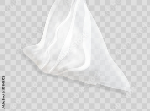 Different shapes curtains on transparent background. Vector illuatration. Cloth curtain with fold isolated on transparent background. Hanging silk fabric for window.