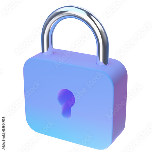 Locked padlock 3d rendering illustration icon.