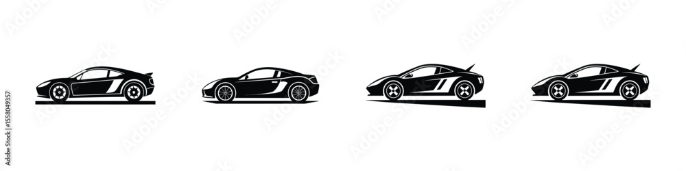 Obraz premium Elegant portrayal of a sleek sports car cruising along a road profile Isolated on White Background