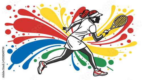 Colorful Tennis Splash Art – Dynamic Racket Sports Illustrations
