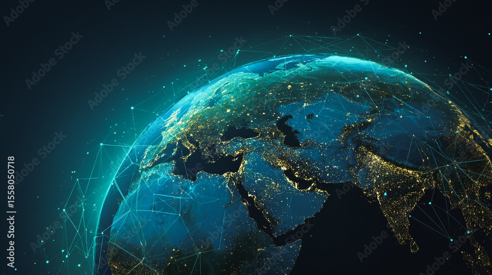 Fototapeta premium Abstract white background with Colorful circle lines. Digital future technology . Abstract business connection of lines from nodes innovation of communication in the network