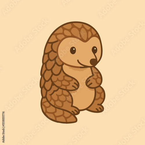 A happy pangolin, standing with a body pose