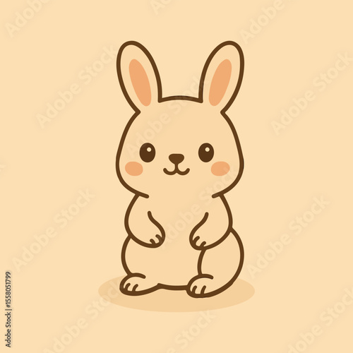 Cozy Cartoon Rabbit Illustration A charming cartoon rabbit, radiating warmth and happiness. This cheerful image captures the essence of the cheerful Australian wilderness.