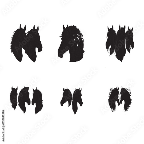 horse, head of a horse, portrait, image, graphics, various options