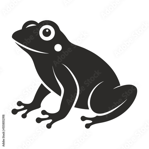 Frog Silhouette Icon – Minimal Flat Vector Style Animal Illustration