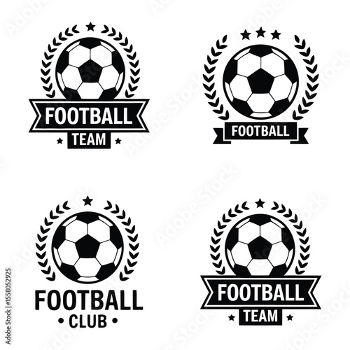 Championship Football Team & Club Logos: Classic Black and White Designs

