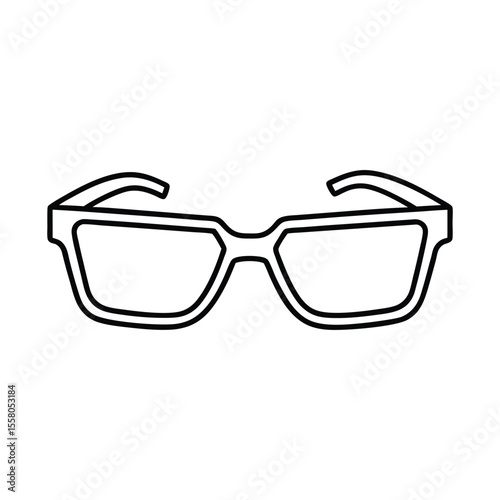 White Glasses Outline Drawing – Flat Minimal Eyewear Icon Vector