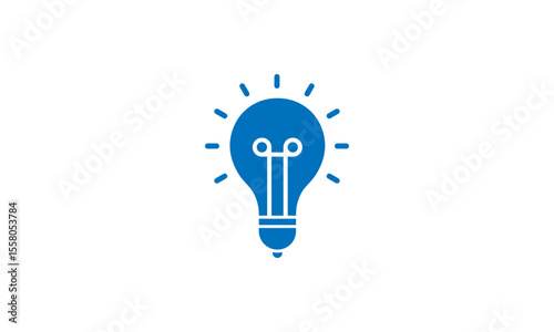 Flat Blue Light Bulb Icon for Innovation and Creativity Concept
