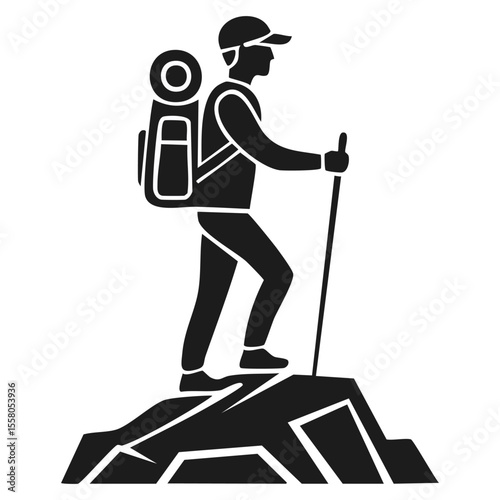 Mountain Climber Outline Icon

