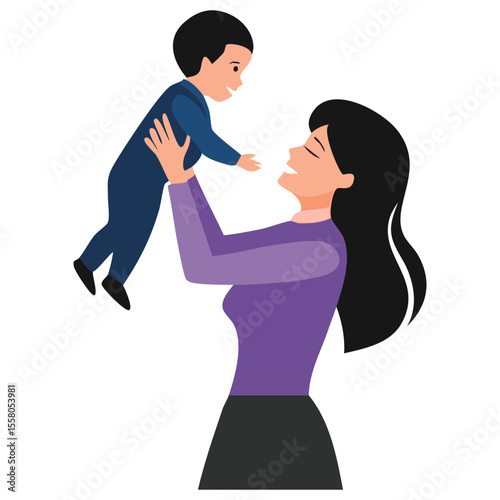 Mother Holding Child Outline Icon
