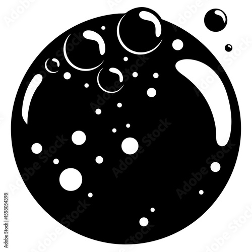 Soap Bubbles Icon Vector | Generative AI & Linocut Silhouette Design