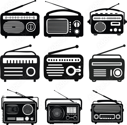 Retro Radio Silhouette Icon.