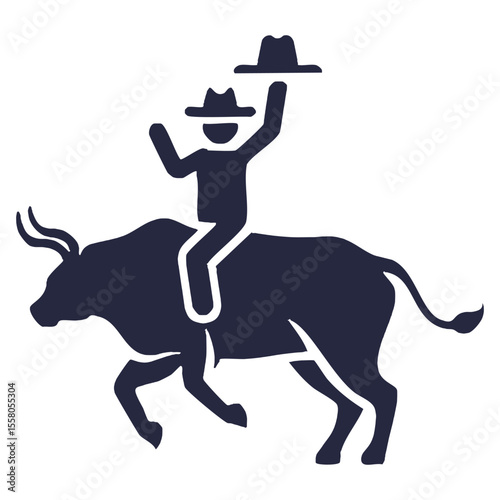 Cowboy Rodeo Silhouette Icon
