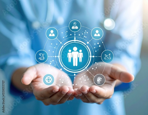 Healthcare professional offering virtual care to community