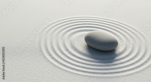 Smooth Pebble on Rippling Sand Creating Calming Water Effect