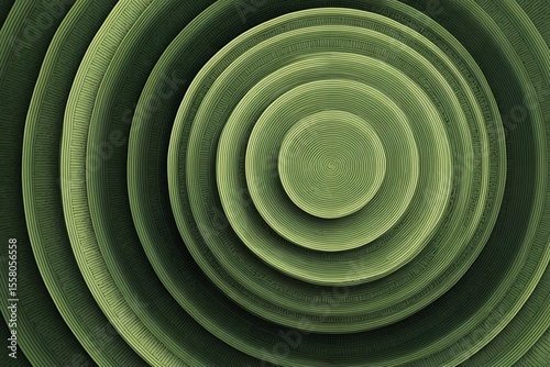 Concentric green circles pattern design, a perfect image to express the abstract idea of technology and concept