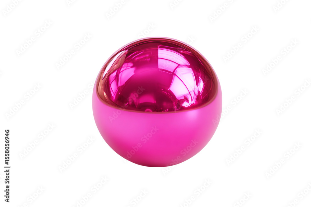 Fototapeta premium Shiny Pink Sphere on A Vivid, Reflective, and Smooth 3D Render of a Perfect Orb isolated on transparent background