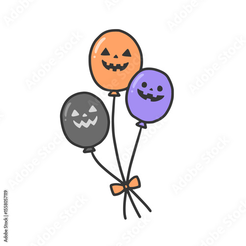 リボンで束ねられたハロウィンの風船