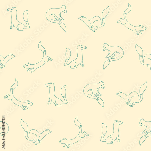 Outline Vector Weasel Seamless Pattern Background for Print Fabric Surface Fashion Wrapping