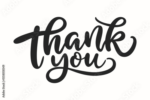 Thank you lettering, hand-drawn brush script. modern calligraphy for a greeting card, post, note, sticker, or tag. vector typography.