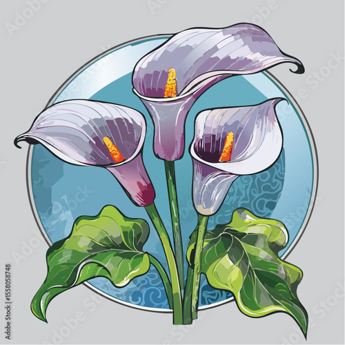 mercury-mirror calla spray with reflective silver foil blooms