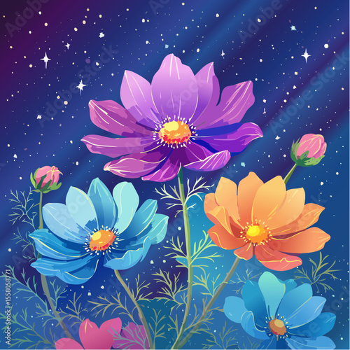 starlight cosmos burst with petals dotted by delicate micro-white star sprays