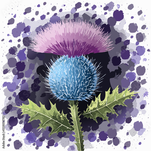 velvet-chalk thistle tuft with soft chalk texture and delicate spines evoking rugged elegance in botanical form