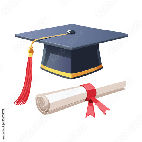 Cap and Diploma Vector Icon
