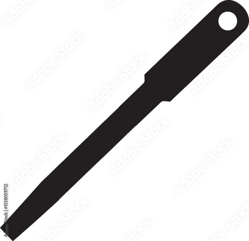 Black Flat File Tool with Hole Serrated Edges and Angled Tip