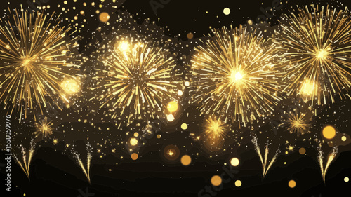 Spectacular Display of Golden Fireworks Illuminating the Night Sky