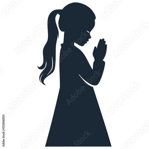 Prayer Girl Silhouette Vector
