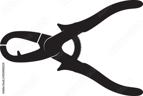 Black Silhouette of Hose Clamp Pliers with Serrated Adjustment Mechanism