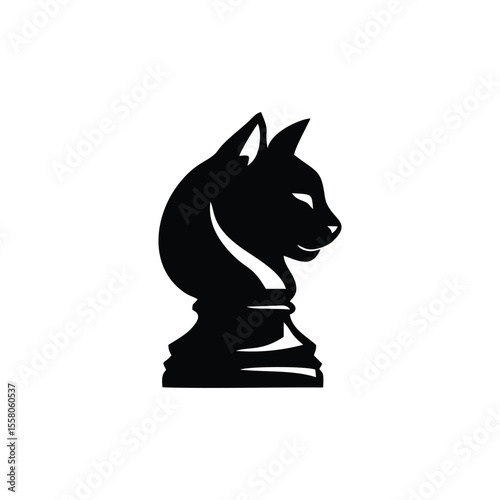Cat Chess Silhouette Logo Icon: A Steadfast Strategic Force
