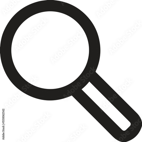 Simple black outline of a magnifying glass icon on a white background
