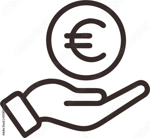 Professional Hand Holding Euro Coin Vector Illustration European Currency Finance Business Symbol