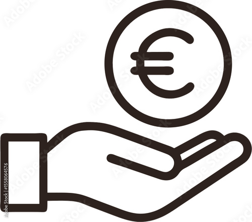 Professional Hand Holding Euro Coin Vector Illustration European Currency Finance Business Symbol