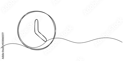 clock icon continuous one line drawing, Alarm clock in continuous one line drawing. Single line art draw of vintage alarm clock. Editable vector, Stopwatch, Efficiency Continuous Line Icon, Continuous