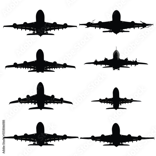 aircraft silhouette set, Black & White silhouette set