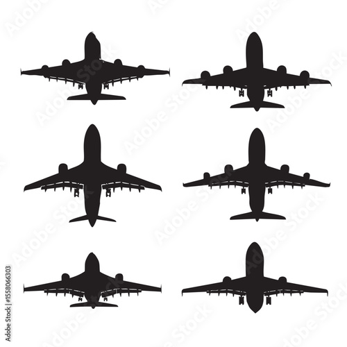 aircraft silhouette set, Black & White silhouette set